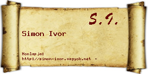 Simon Ivor névjegykártya